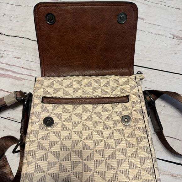 Brown and Cream Geometric Crossbody Bag - Picture 4 of 9